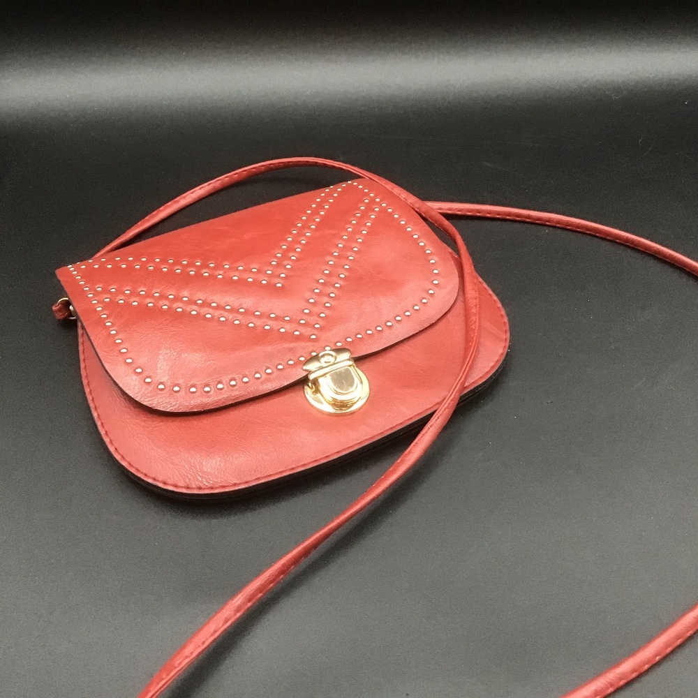 Red and Studded Small Crossbody Purse